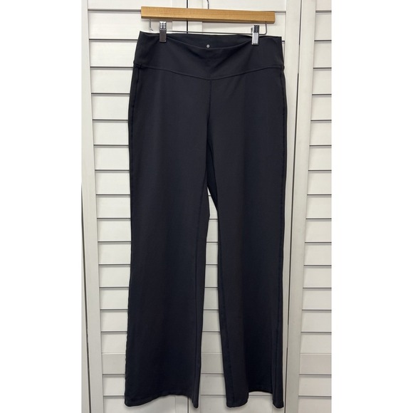 Athleta Fusion Flare Wide Leg Pull On Yoga Activewear Pants Size Large Gray - Picture 1 of 9